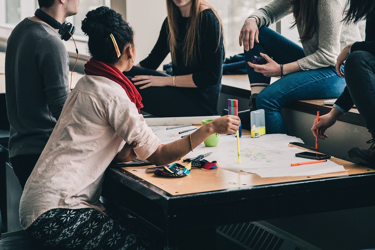 people collaborating over a table